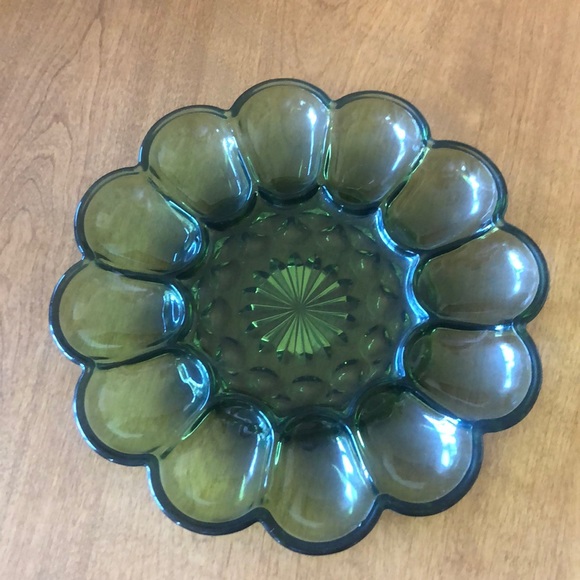 Kitchen Vintage Antique Green Glass Egg Plate Poshmark
